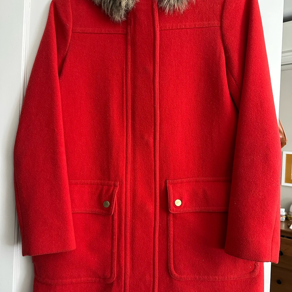 Red JCrew women’s coat size 2